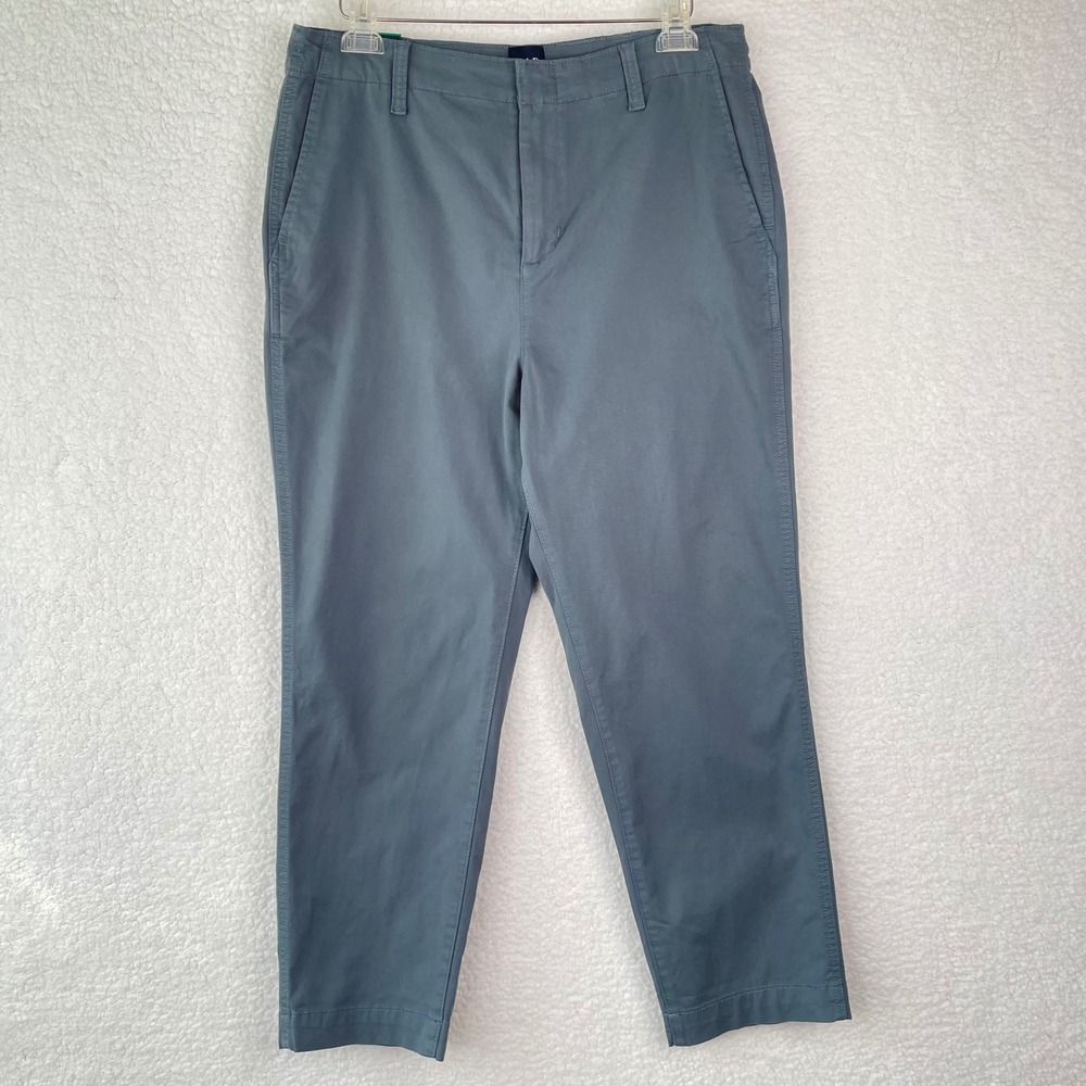 Gap Slim Ankle‎ Pant Blue Gray Cotton Stretch Chino Trousers Womens 12 NEW